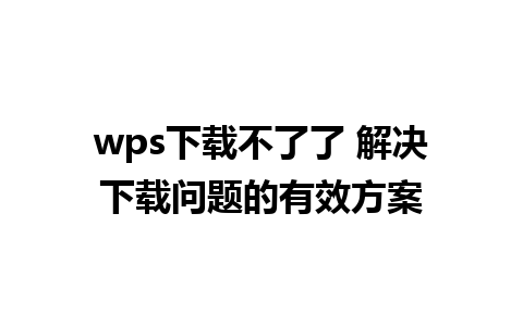 wps下载不了了 解决下载问题的有效方案