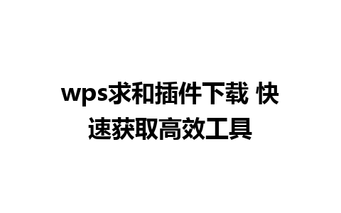 wps求和插件下载 快速获取高效工具