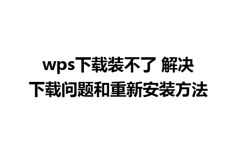 wps下载装不了 解决下载问题和重新安装方法