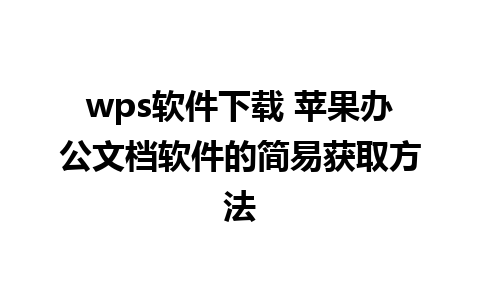 wps软件下载 苹果办公文档软件的简易获取方法