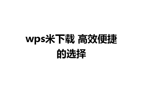 wps米下载 高效便捷的选择