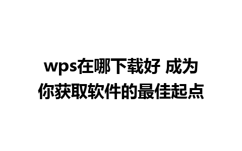 wps在哪下载好 成为你获取软件的最佳起点