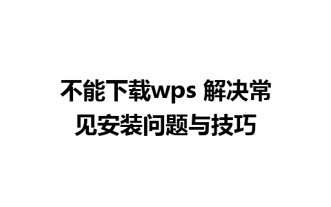 不能下载wps 解决常见安装问题与技巧