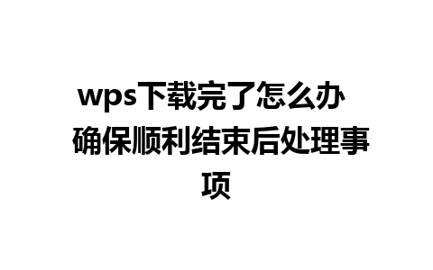 wps下载完了怎么办  确保顺利结束后处理事项