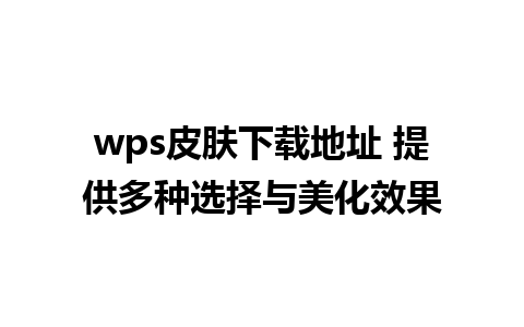 wps皮肤下载地址 提供多种选择与美化效果