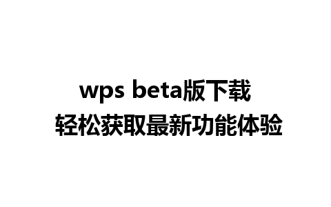 wps beta版下载 轻松获取最新功能体验