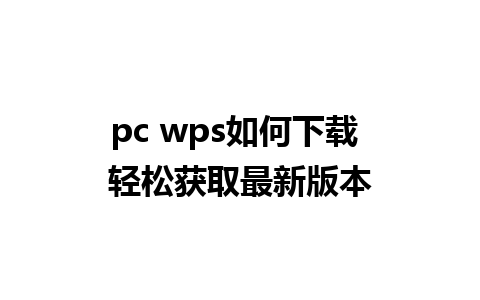 pc wps如何下载 轻松获取最新版本