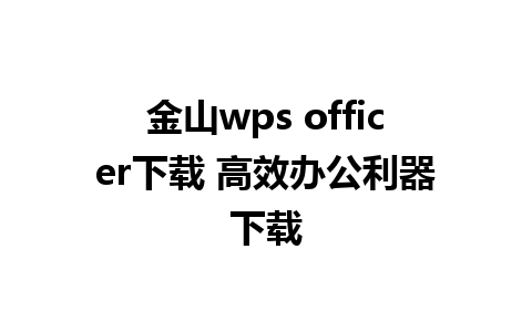 金山wps officer下载 高效办公利器下载