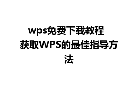 wps免费下载教程  获取WPS的最佳指导方法