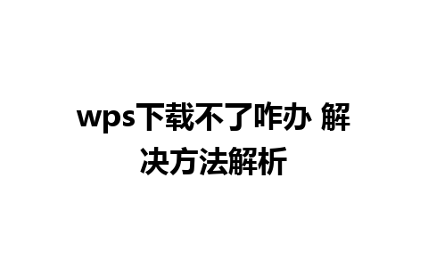 wps下载不了咋办 解决方法解析