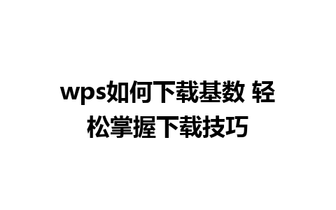 wps如何下载基数 轻松掌握下载技巧