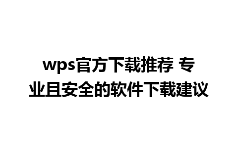 wps官方下载推荐 专业且安全的软件下载建议