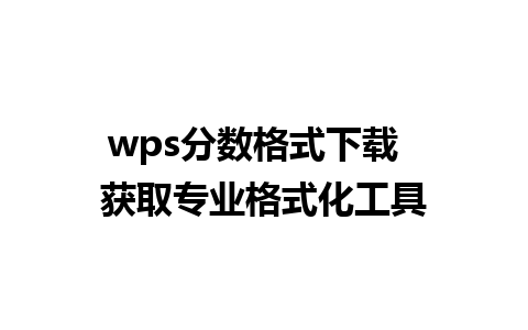 wps分数格式下载  获取专业格式化工具 