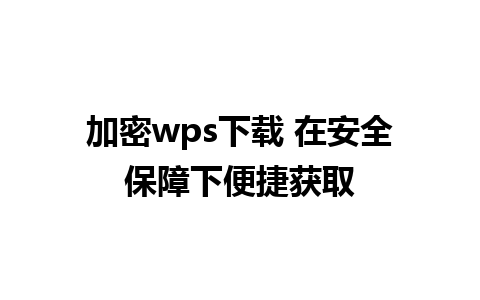 加密wps下载 在安全保障下便捷获取