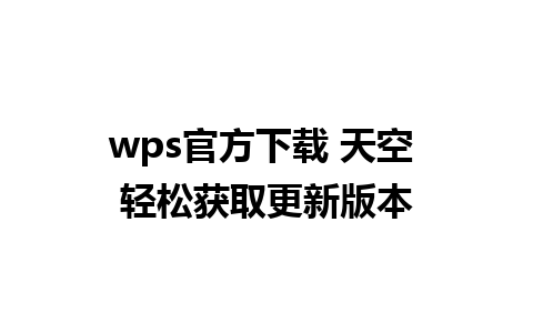 wps官方下载 天空 轻松获取更新版本