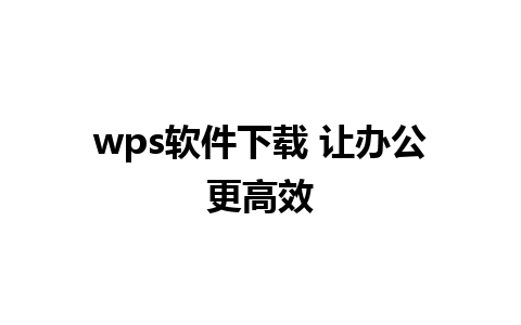 wps软件下载 让办公更高效