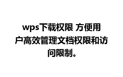 wps下载权限 方便用户高效管理文档权限和访问限制。