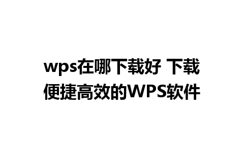 wps在哪下载好 下载便捷高效的WPS软件