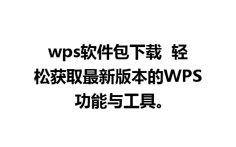 wps软件包下载  轻松获取最新版本的WPS功能与工具。