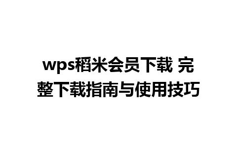 wps稻米会员下载 完整下载指南与使用技巧