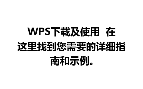 WPS下载及使用  在这里找到您需要的详细指南和示例。