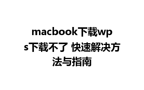 macbook下载wps下载不了 快速解决方法与指南