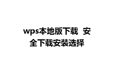 wps本地版下载  安全下载安装选择