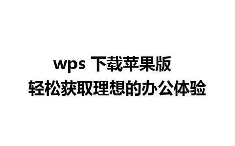 wps 下载苹果版  轻松获取理想的办公体验