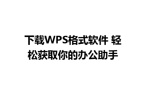 下载WPS格式软件 轻松获取你的办公助手