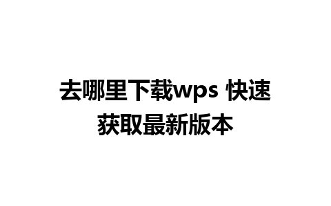 去哪里下载wps 快速获取最新版本