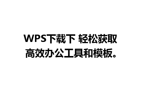 WPS下载下 轻松获取高效办公工具和模板。