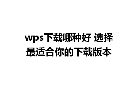 wps下载哪种好 选择最适合你的下载版本