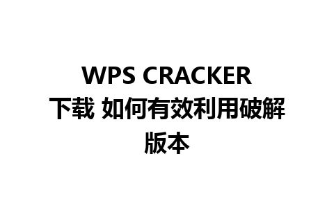 WPS CRACKER下载 如何有效利用破解版本 