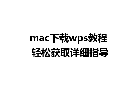 mac下载wps教程 轻松获取详细指导