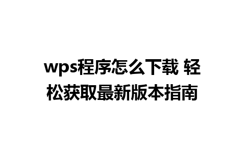 wps程序怎么下载 轻松获取最新版本指南