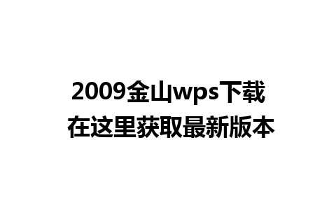 2009金山wps下载 在这里获取最新版本