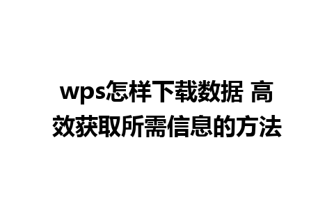 wps怎样下载数据 高效获取所需信息的方法