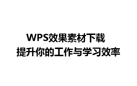 WPS效果素材下载  提升你的工作与学习效率