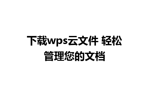 下载wps云文件 轻松管理您的文档