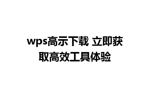 wps高示下载 立即获取高效工具体验