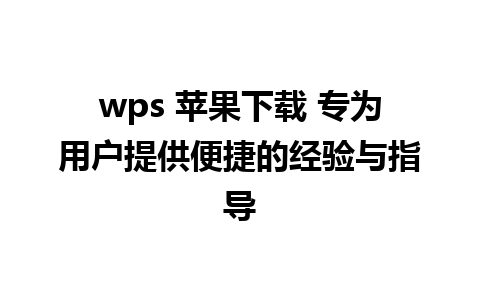 wps 苹果下载 专为用户提供便捷的经验与指导