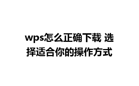 wps怎么正确下载 选择适合你的操作方式