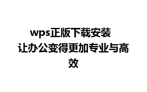 wps正版下载安装  让办公变得更加专业与高效