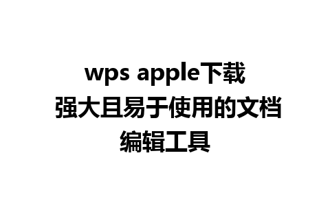 wps apple下载 强大且易于使用的文档编辑工具