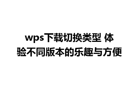 wps下载切换类型 体验不同版本的乐趣与方便