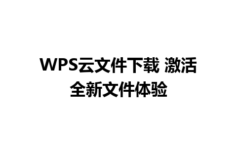 WPS云文件下载 激活全新文件体验