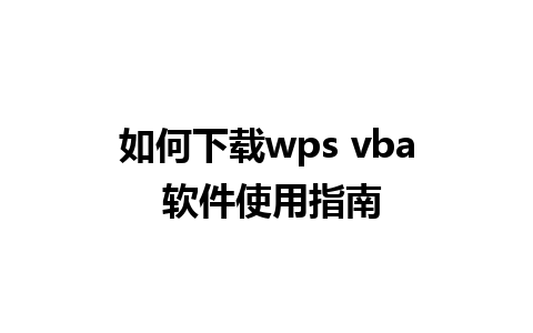 如何下载wps vba 软件使用指南