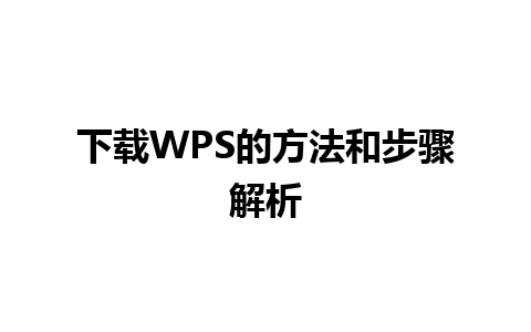 下载WPS的方法和步骤解析