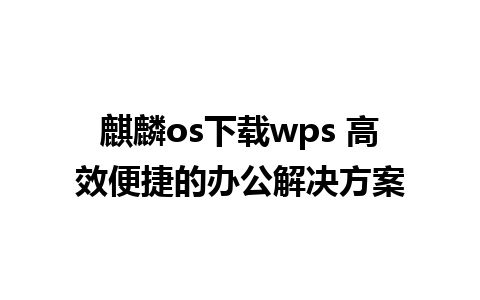 麒麟os下载wps 高效便捷的办公解决方案