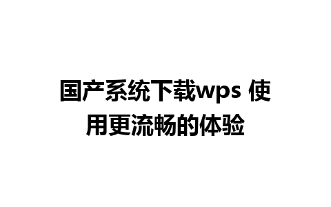 国产系统下载wps 使用更流畅的体验